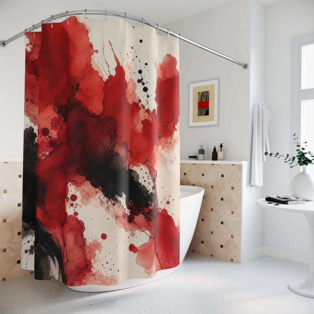 Red and Black Shower Curtain
