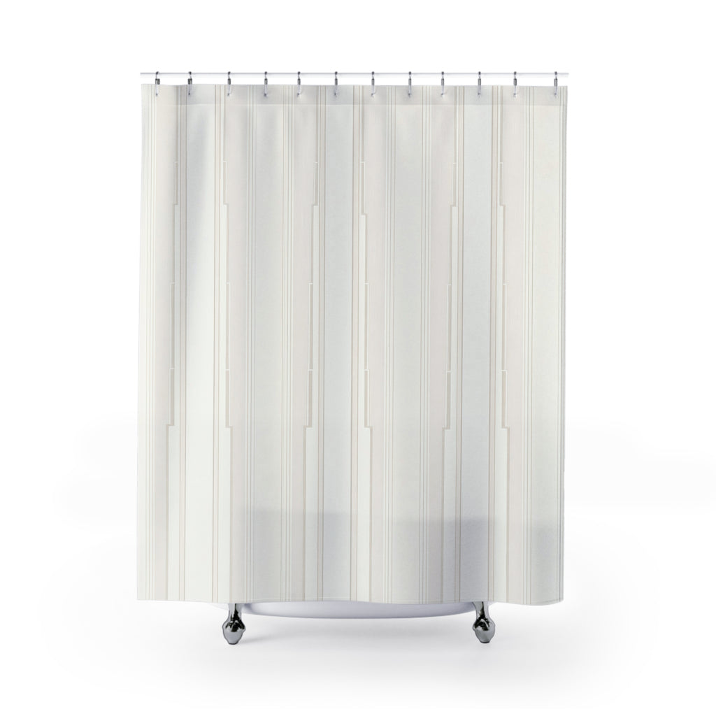 Cream Beige Soft Vertical Stripe Shower Curtain
