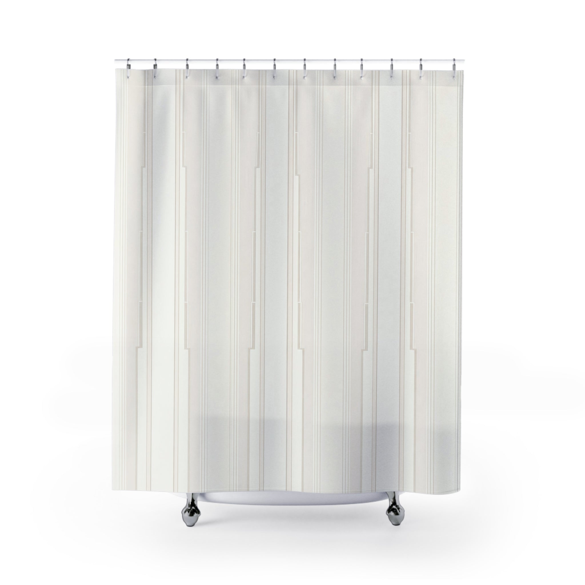 Cream Beige Soft Vertical Stripe Shower Curtain