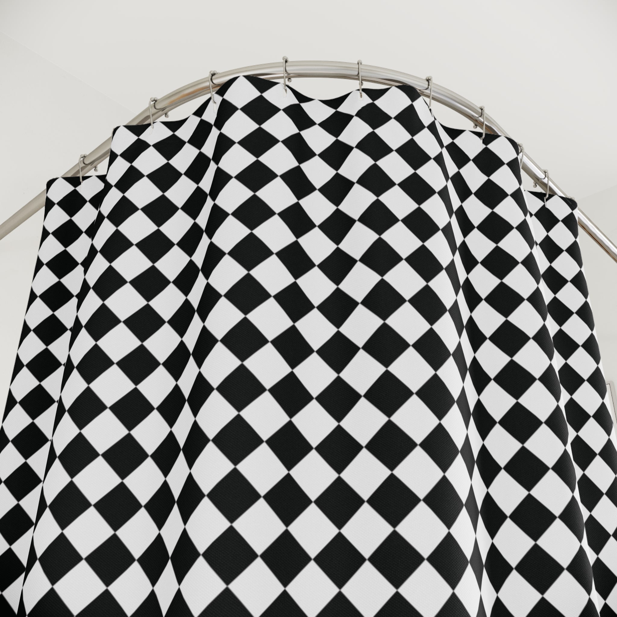 Black and White Diamond Check Shower Curtain