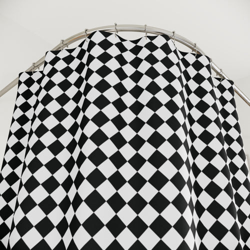 Black and White Diamond Check Shower Curtain