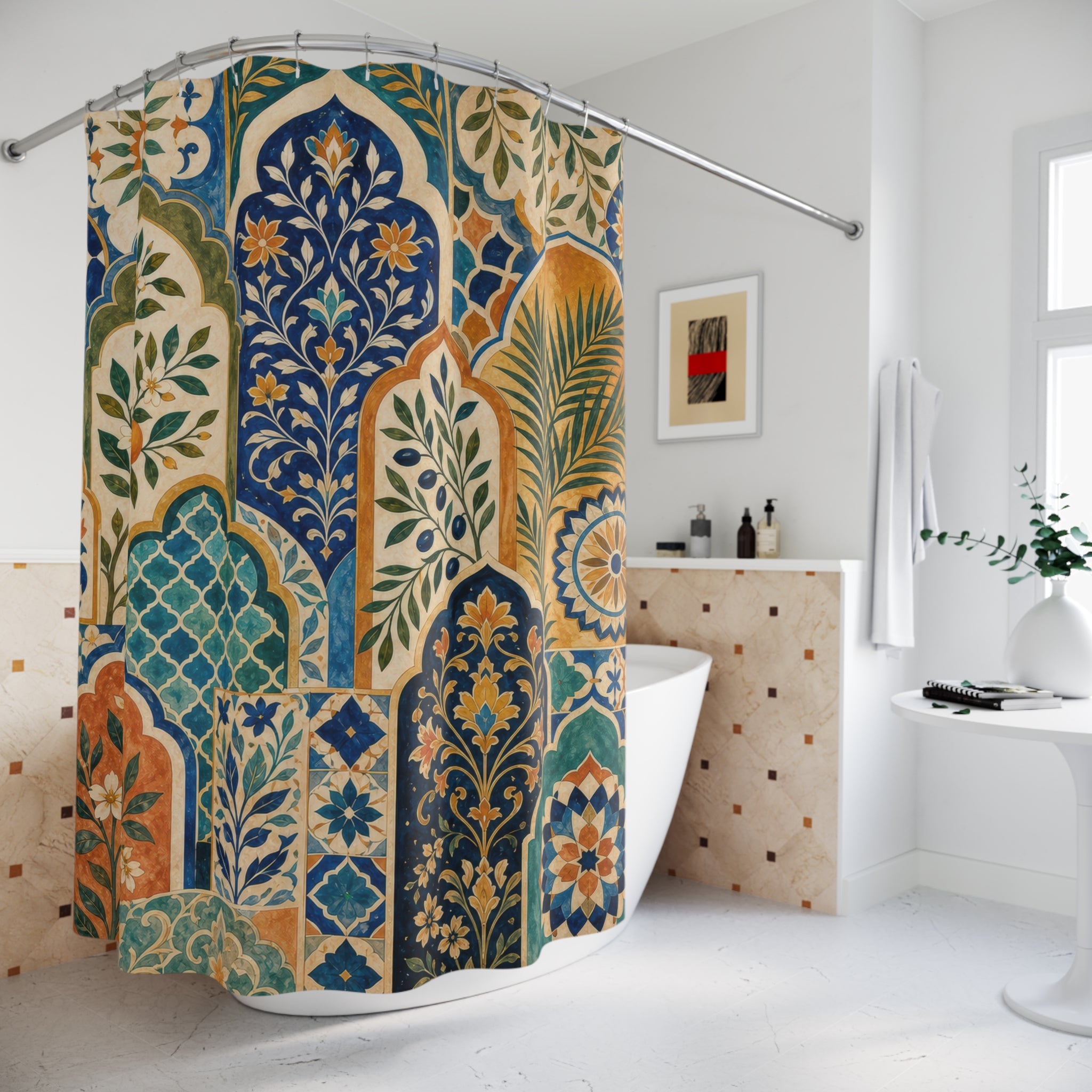 Moorish Botanical Mosaic Shower Curtain