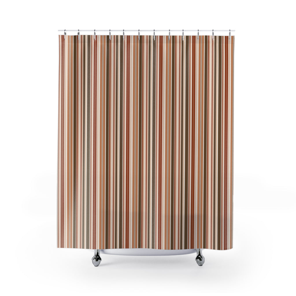 Rust Multi Stripe Shower Curtain – Terracotta Brown