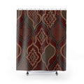 Teal Geometric Burgundy Damask Shower Curtain