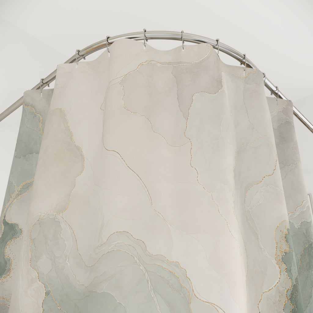 Fresh Sea Green Marble Abstract Shower Curtain