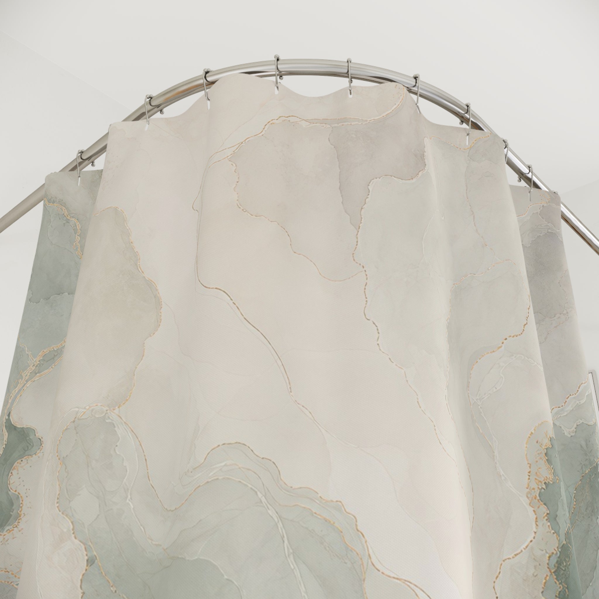 Fresh Sea Green Marble Abstract Shower Curtain