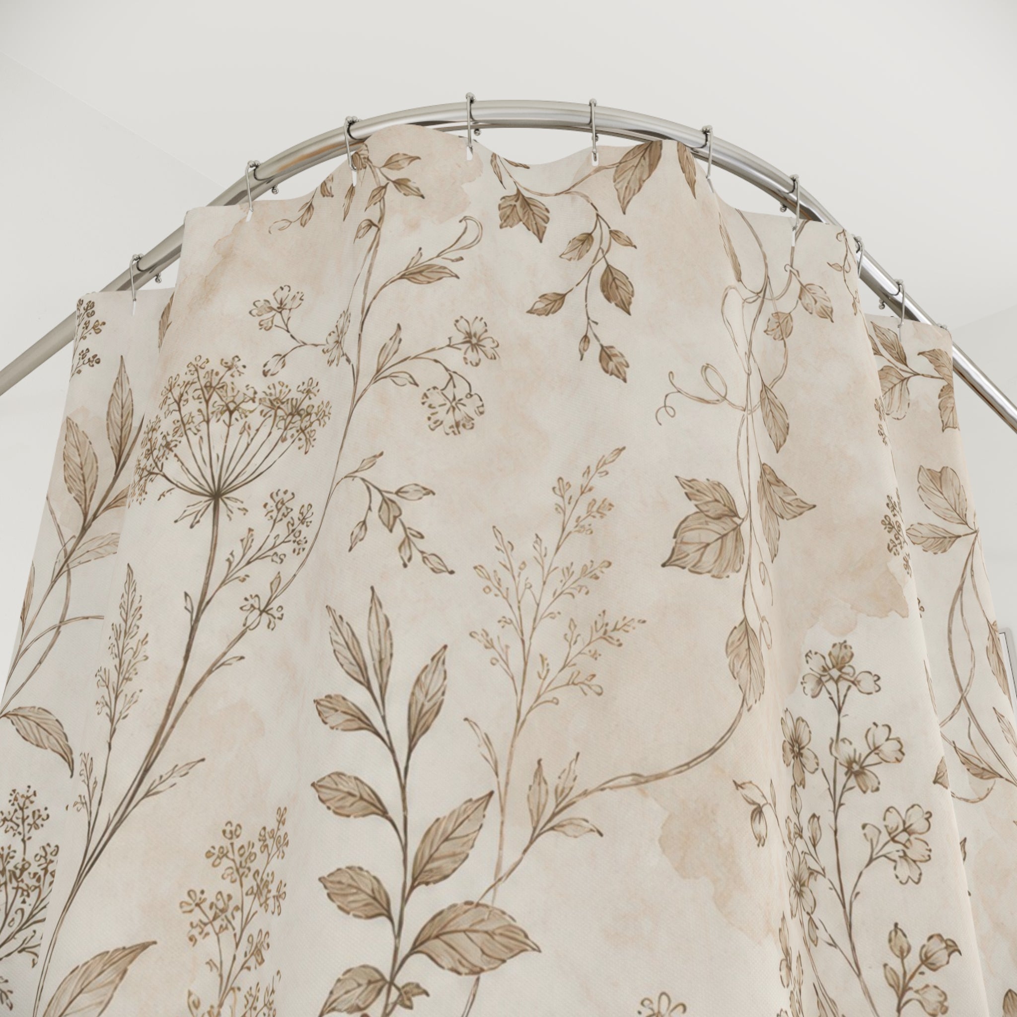 Pale Brown Leaf Stem Shower Curtain