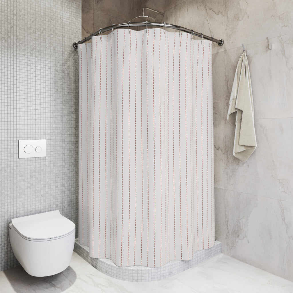 Red & White Dash Stripe Shower Curtain – Broken Line