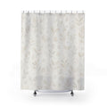 White Floral Shower Curtain, Boho Botanical Bath Decor, Ivory Leaf Vine Pattern, Cream Guest Bathroom Decor, Soft Garden Style Decor
