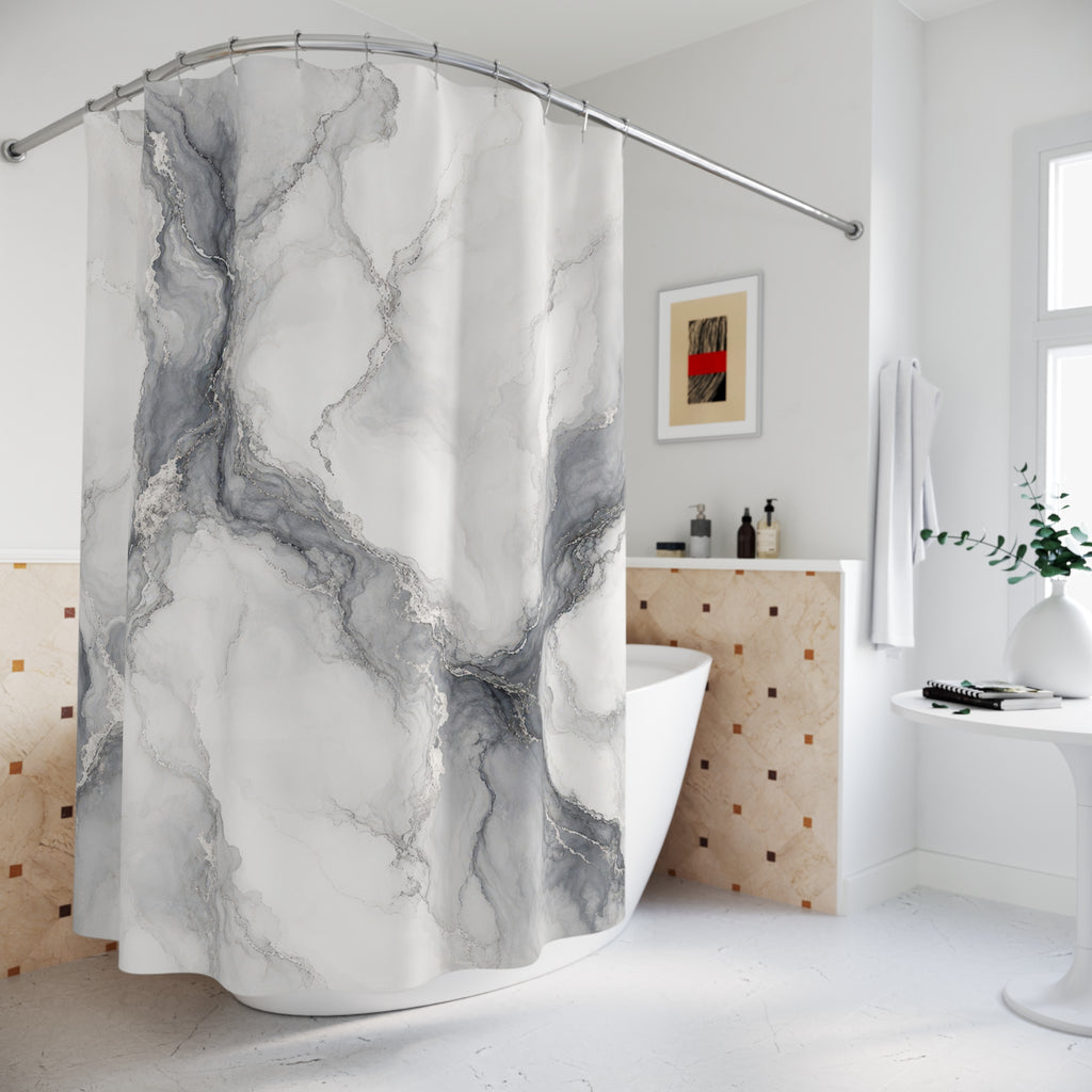 Grey Marble Shower Curtain