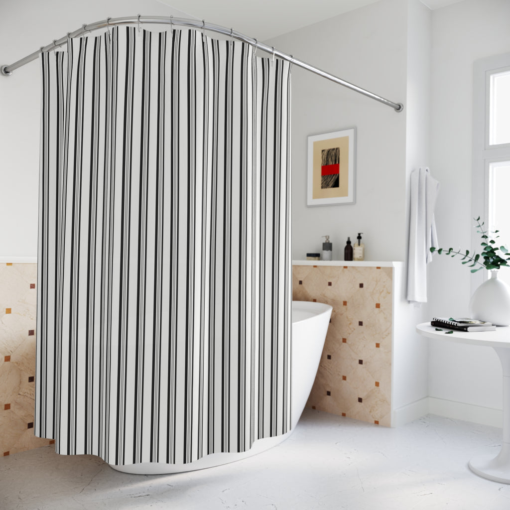Black and White Varied Stripe Shower Curtain