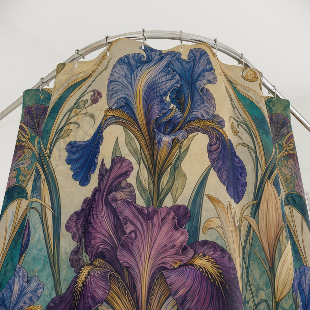 Teal Art Nouveau Jewel Garden Shower Curtain