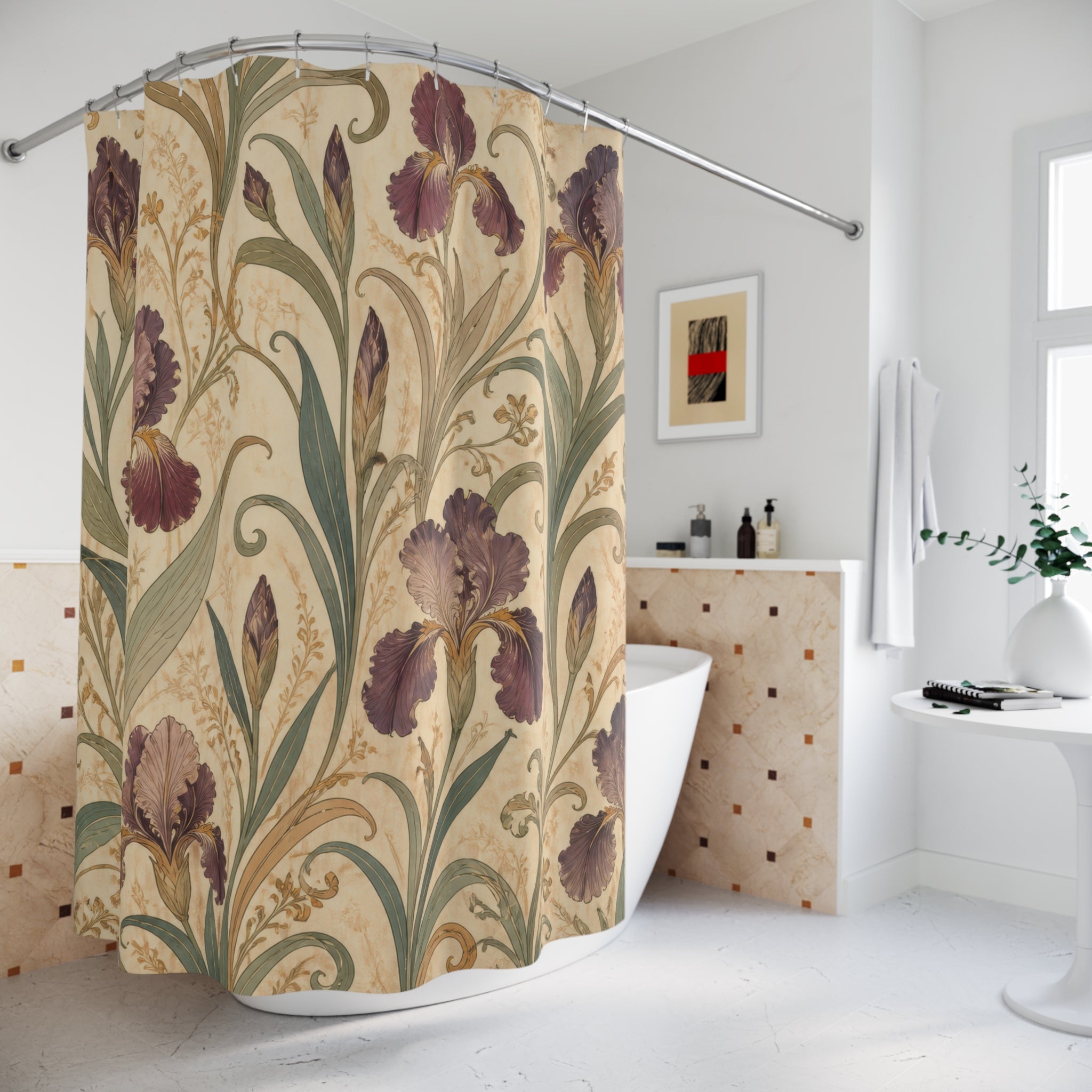 Vintage Iris Floral Shower Curtain