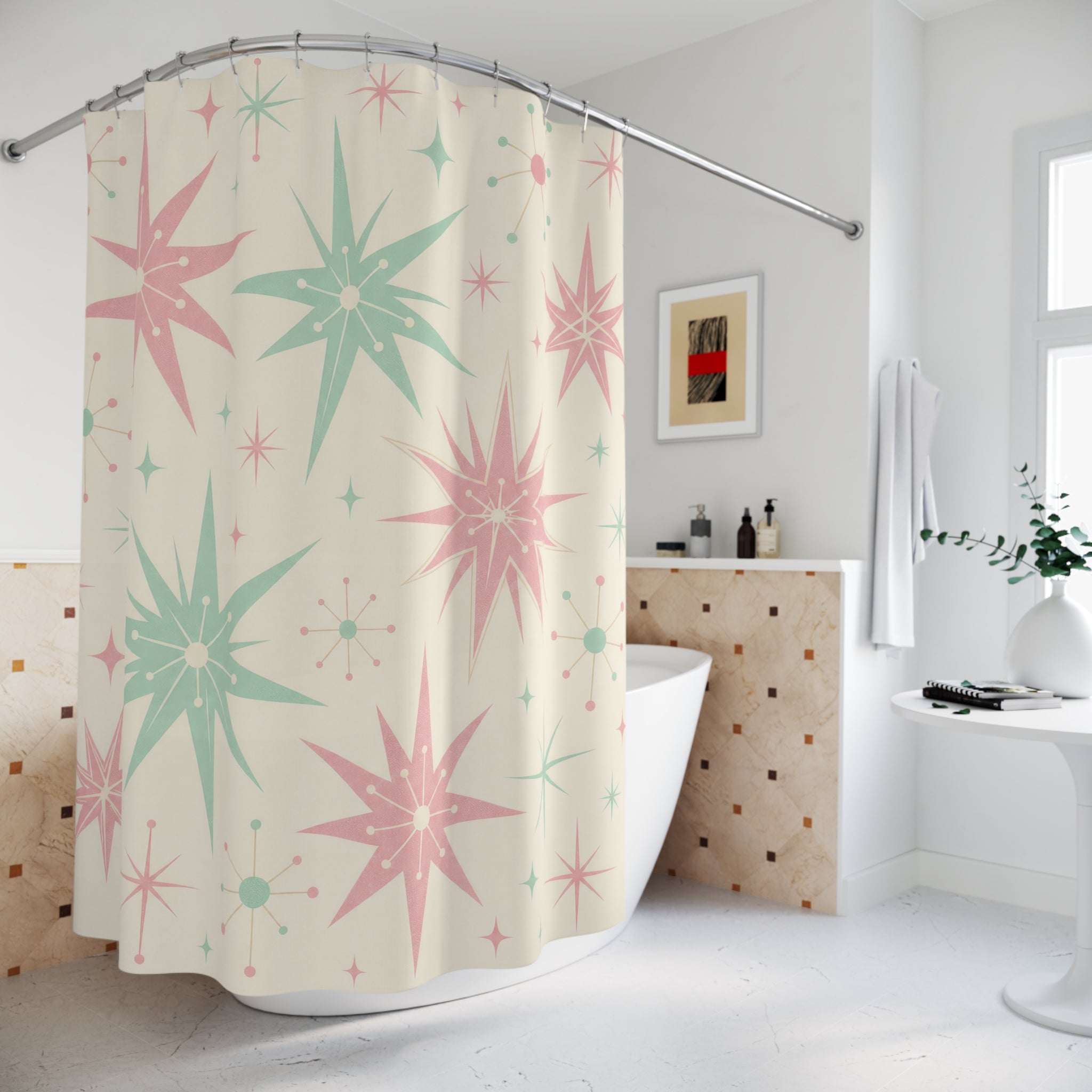 Atomic Starburst Retro Shower Curtain