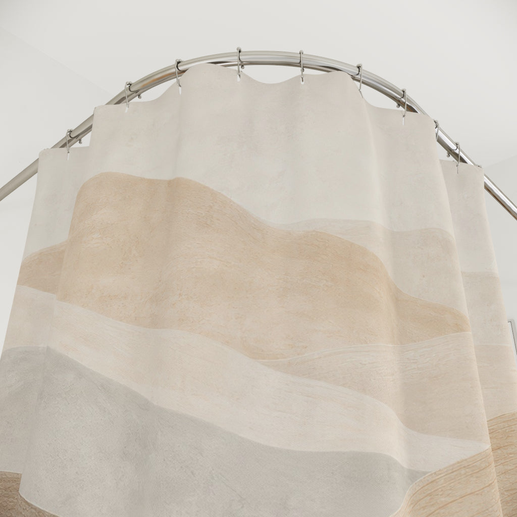 Beige Tan Rolling Wave Shower Curtain