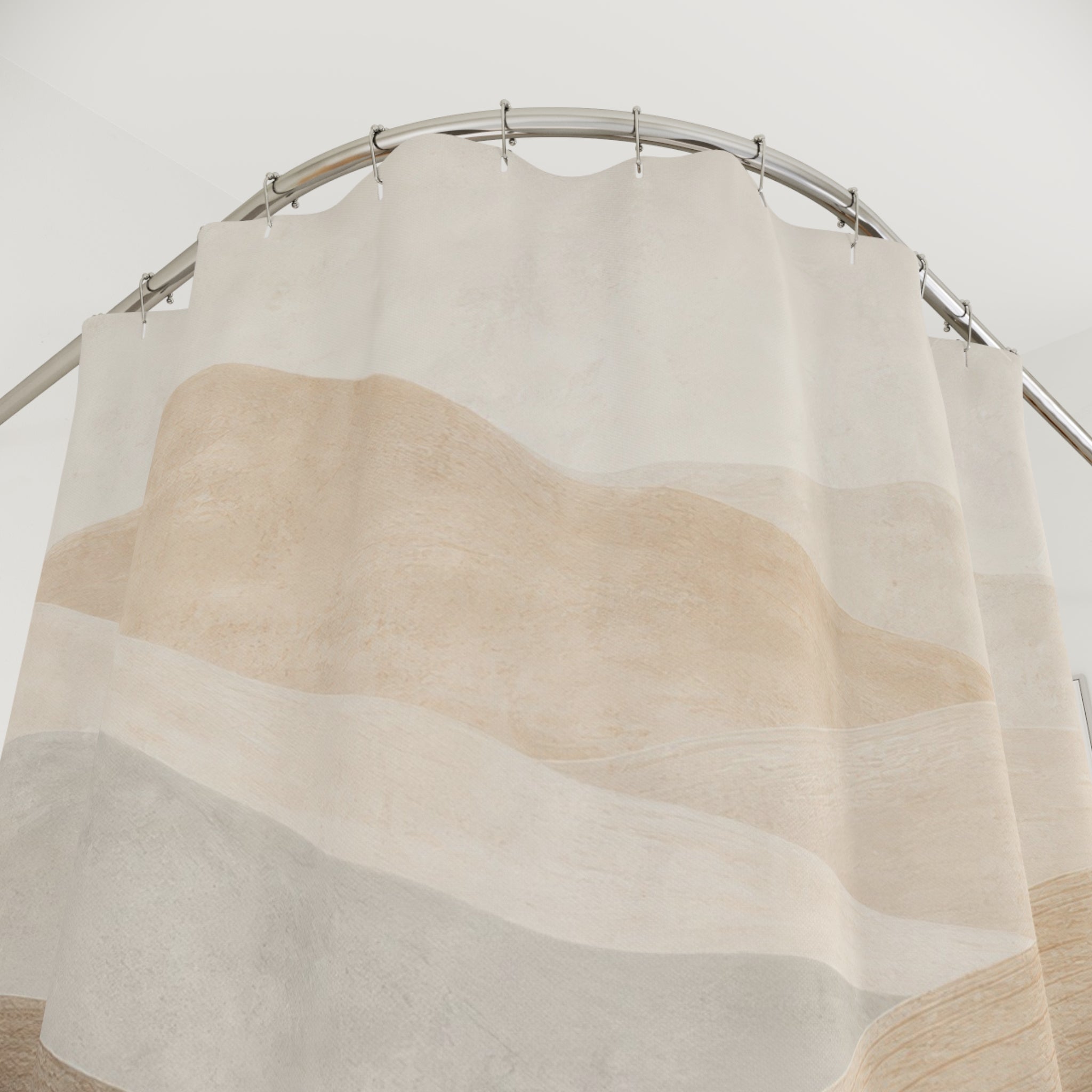 Beige Tan Rolling Wave Shower Curtain
