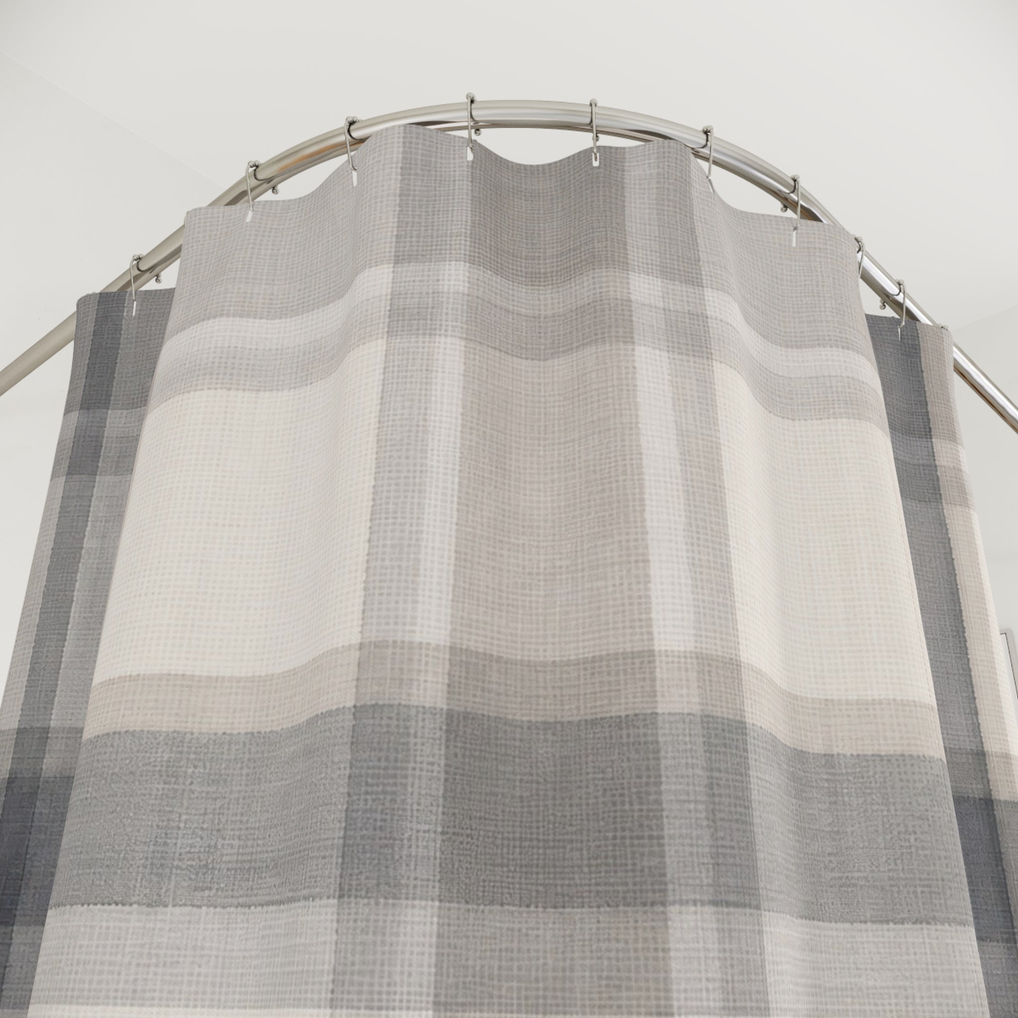 Gray White Windowpane Check Shower Curtain