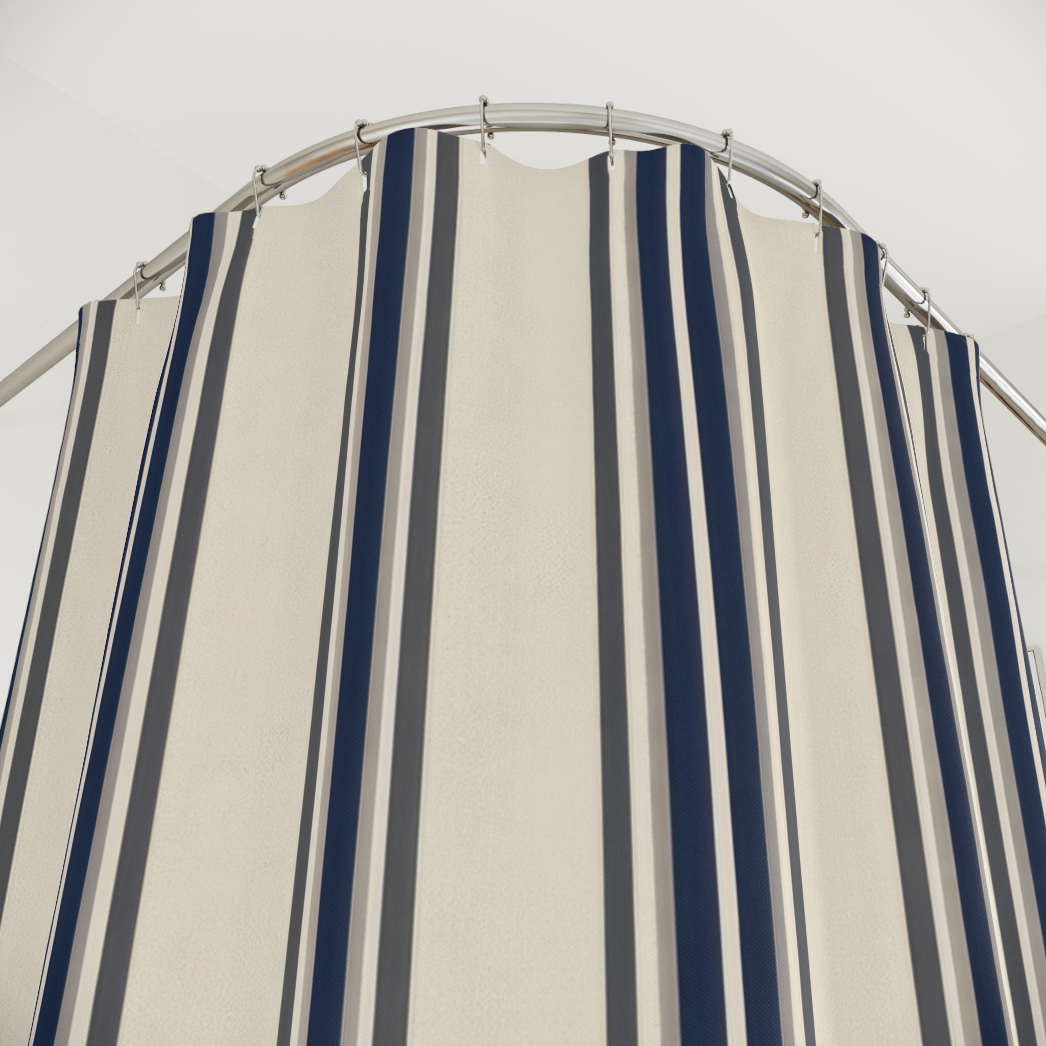 Deep Navy Ticking Stripe Shower Curtain