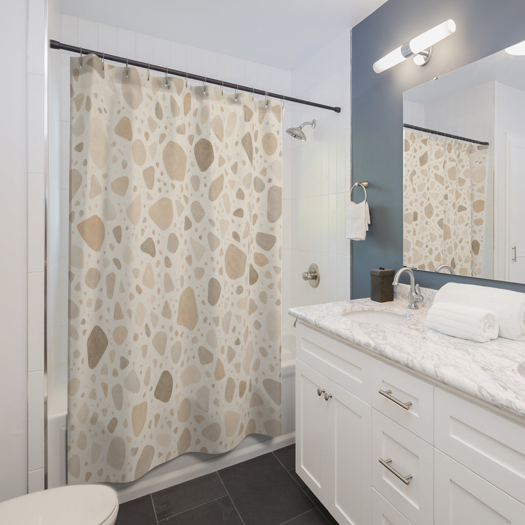 Beige Cream Stone Chip Shower Curtain