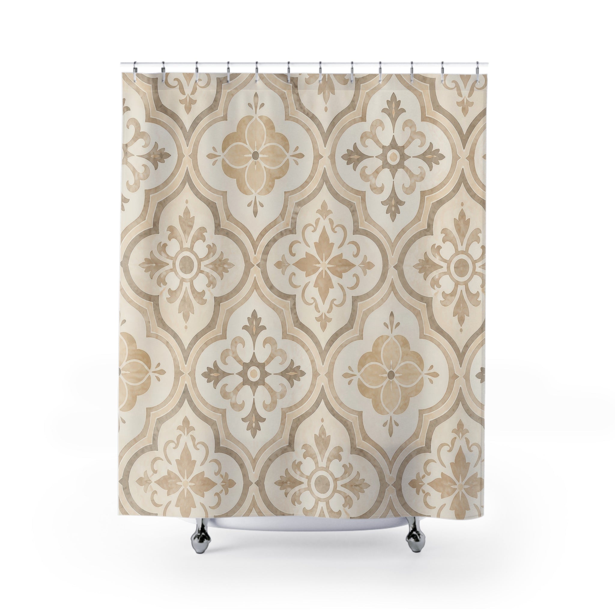 Beige Moroccan Medallion Shower Curtain
