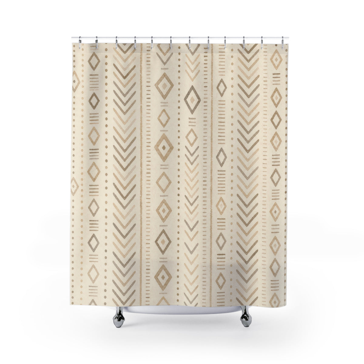 Beige Diamond Chevron Stripe Shower Curtain