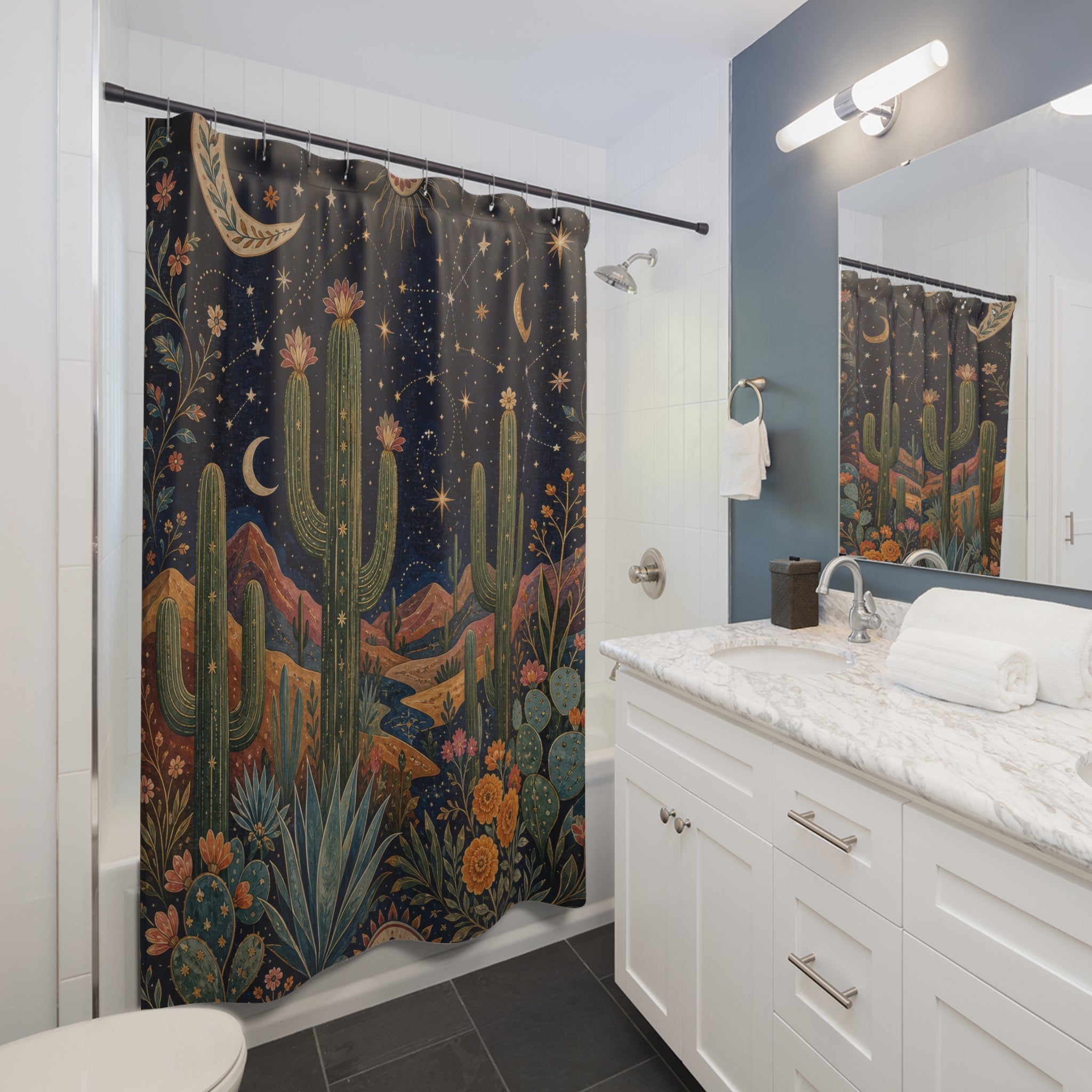 Saguaro Star Almanac Shower Curtain