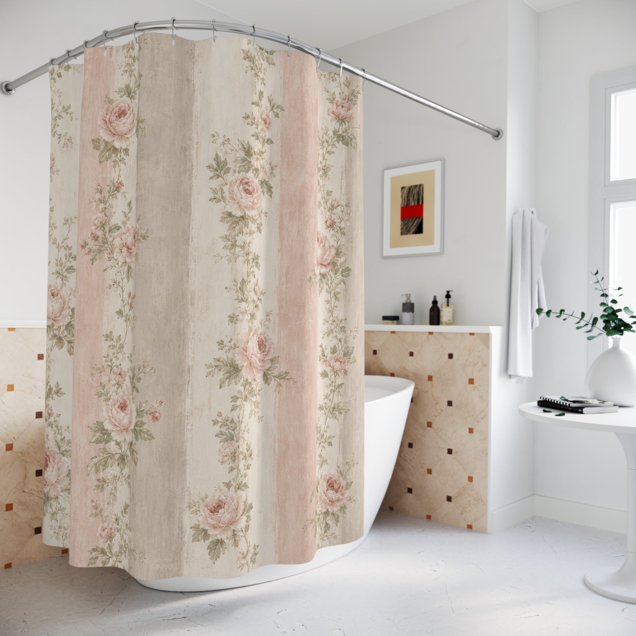 Shabby Chic Rose Garland Shower Curtain