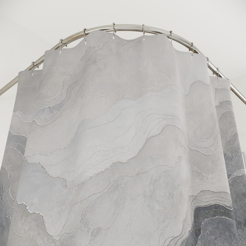 Gray Watercolor Abstract Modern Landscape Black Shower Curtain