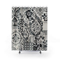 Black White Patchwork Floral Shower Curtain