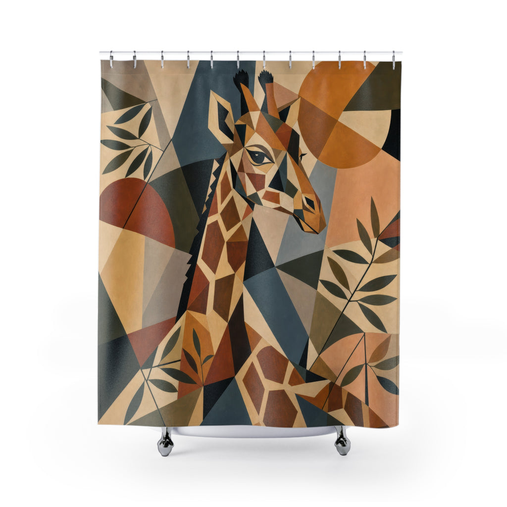 Faceted Safari Animal Portrait Shower Curtain