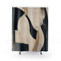 Abstract Modern Black Beige Shower Curtain