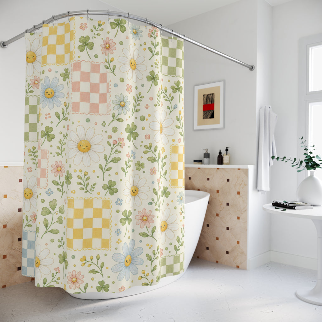 Daisy Farmhouse Cottage Cottagecore Beige Shower Curtain