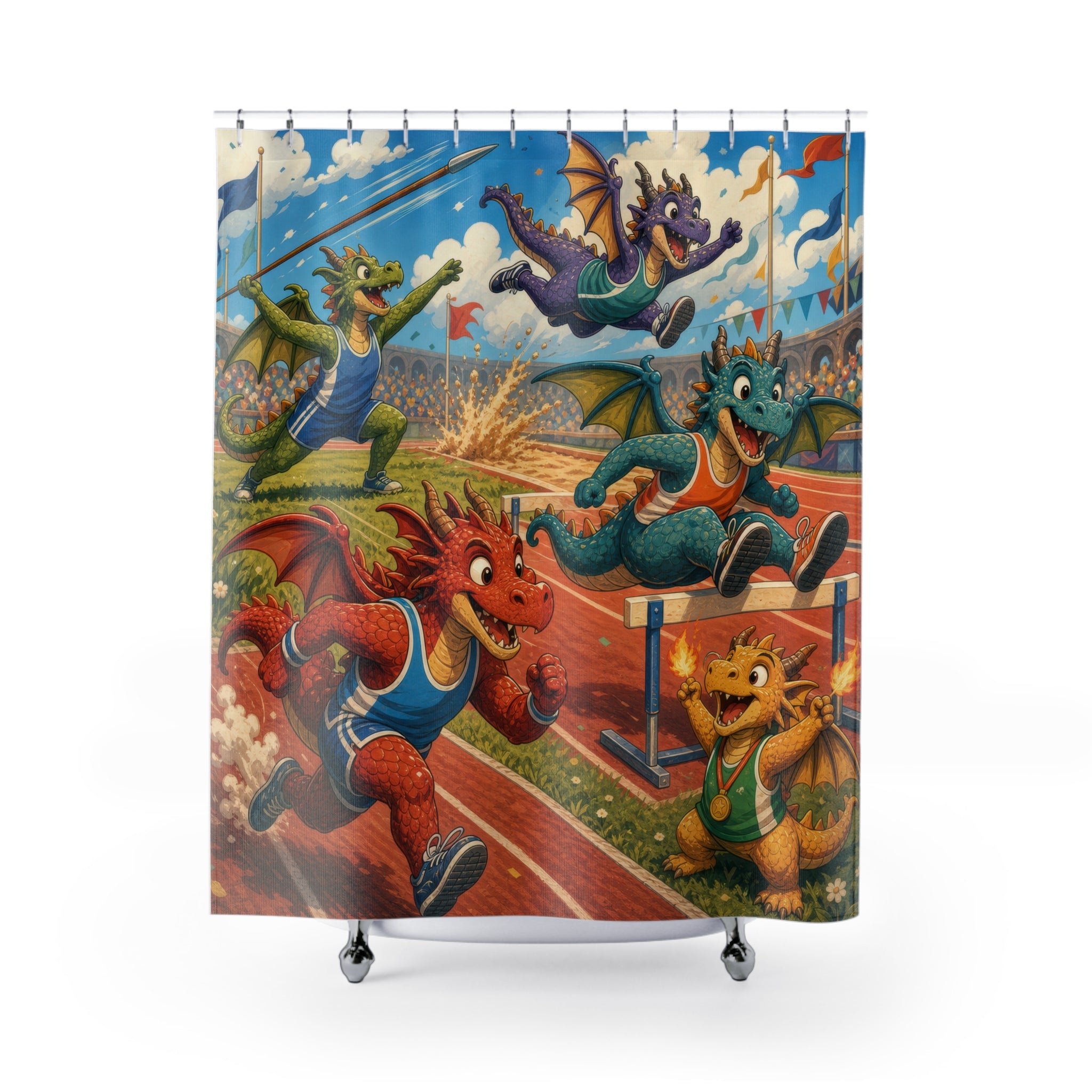 Track Meet Sports Unique Funny Dragon Shower Curtain