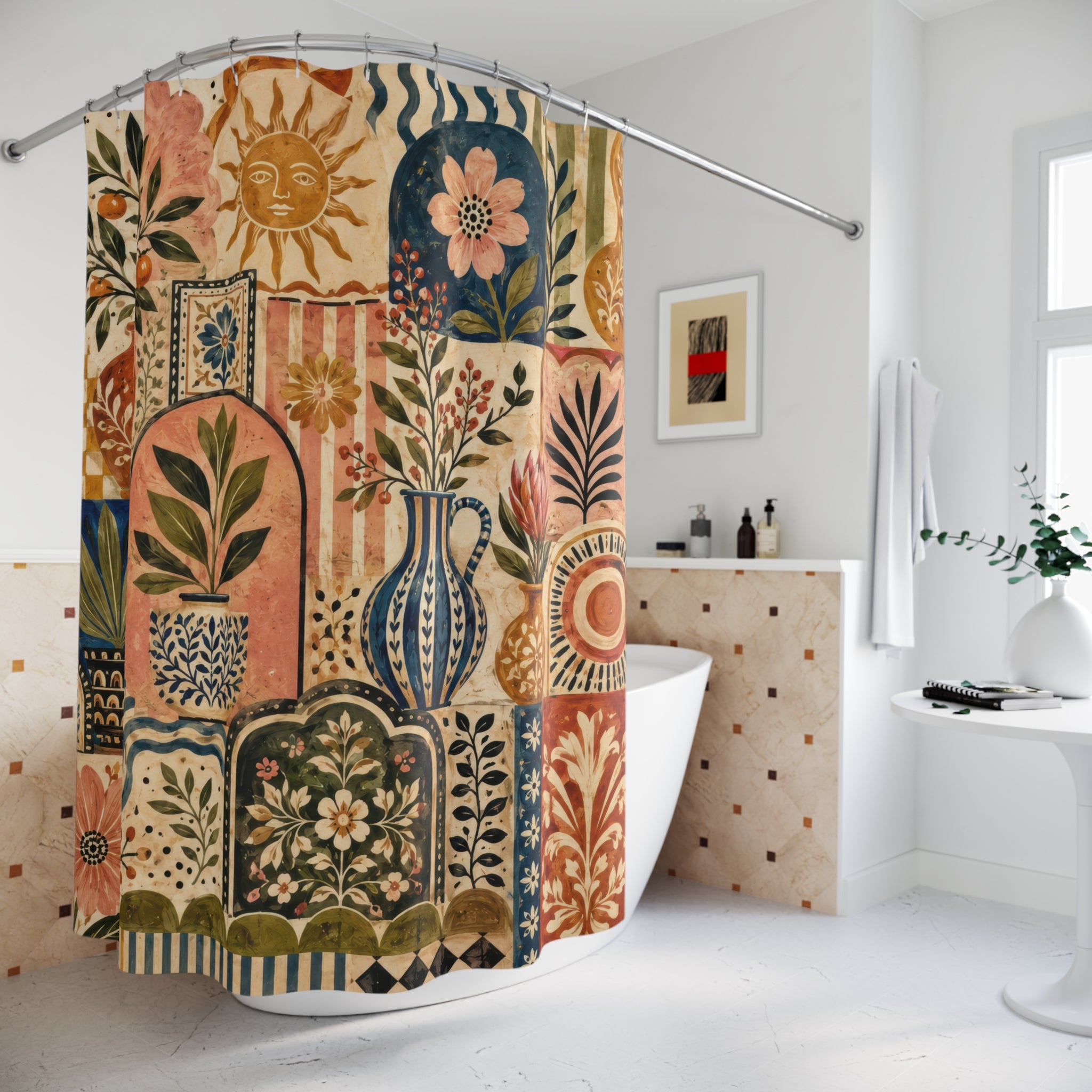 Eclectic Shower Curtain: Boho Florals