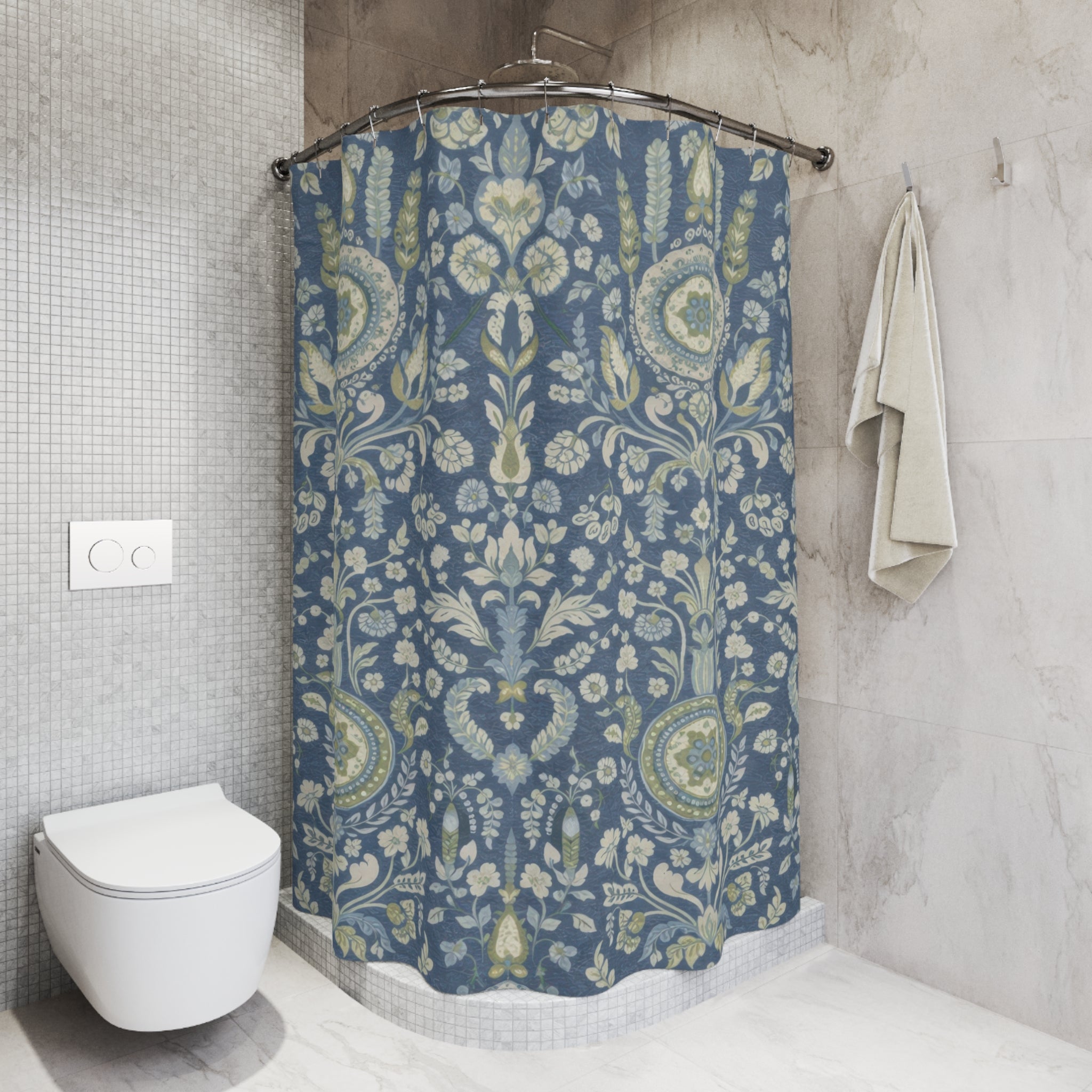 Vintage Suzani Shower Curtain – Blue Green Teal