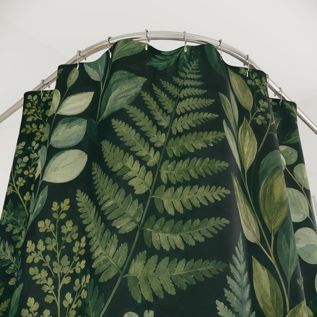 Dark Fern Leaf Shower Curtain