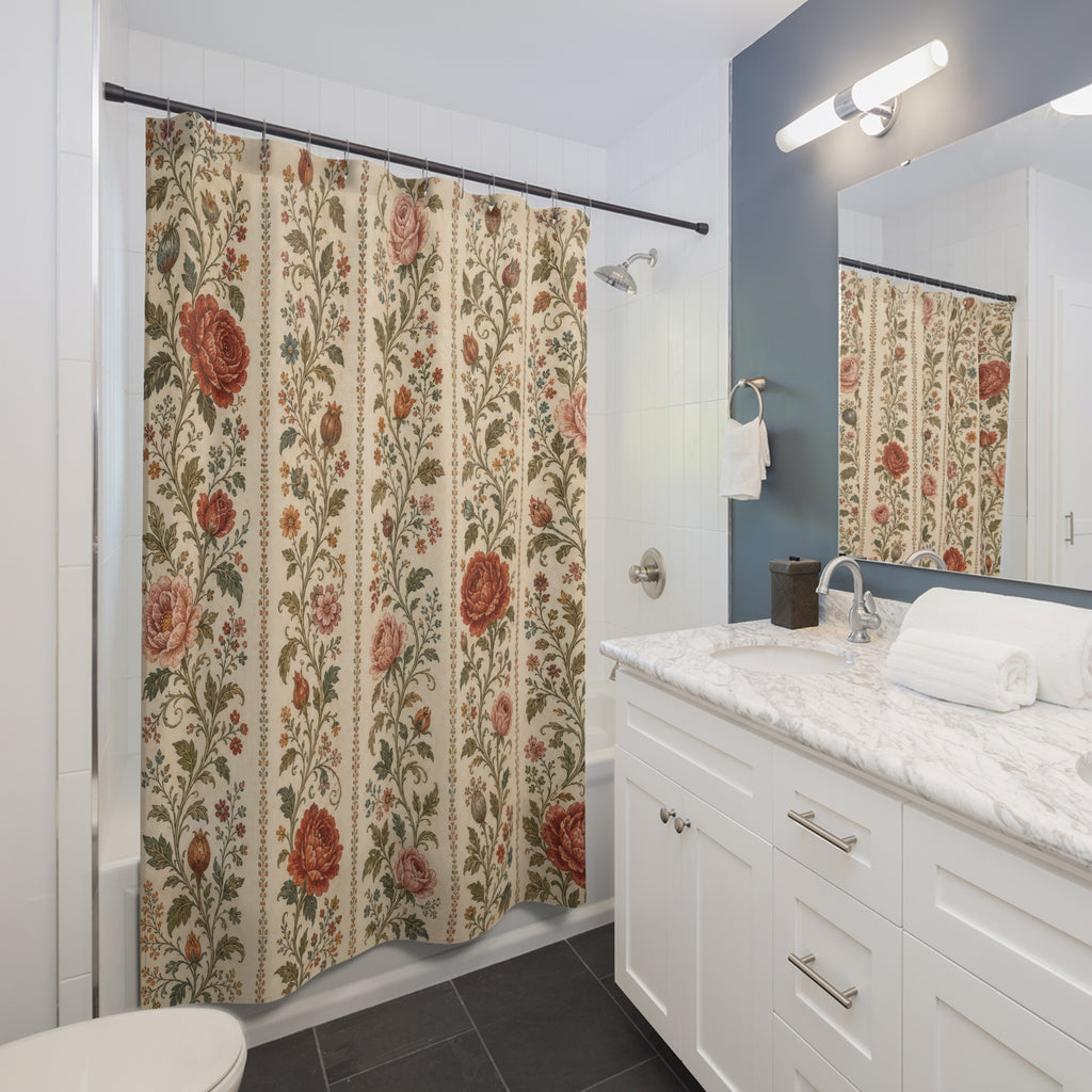 Floral Stripe Shower Curtain