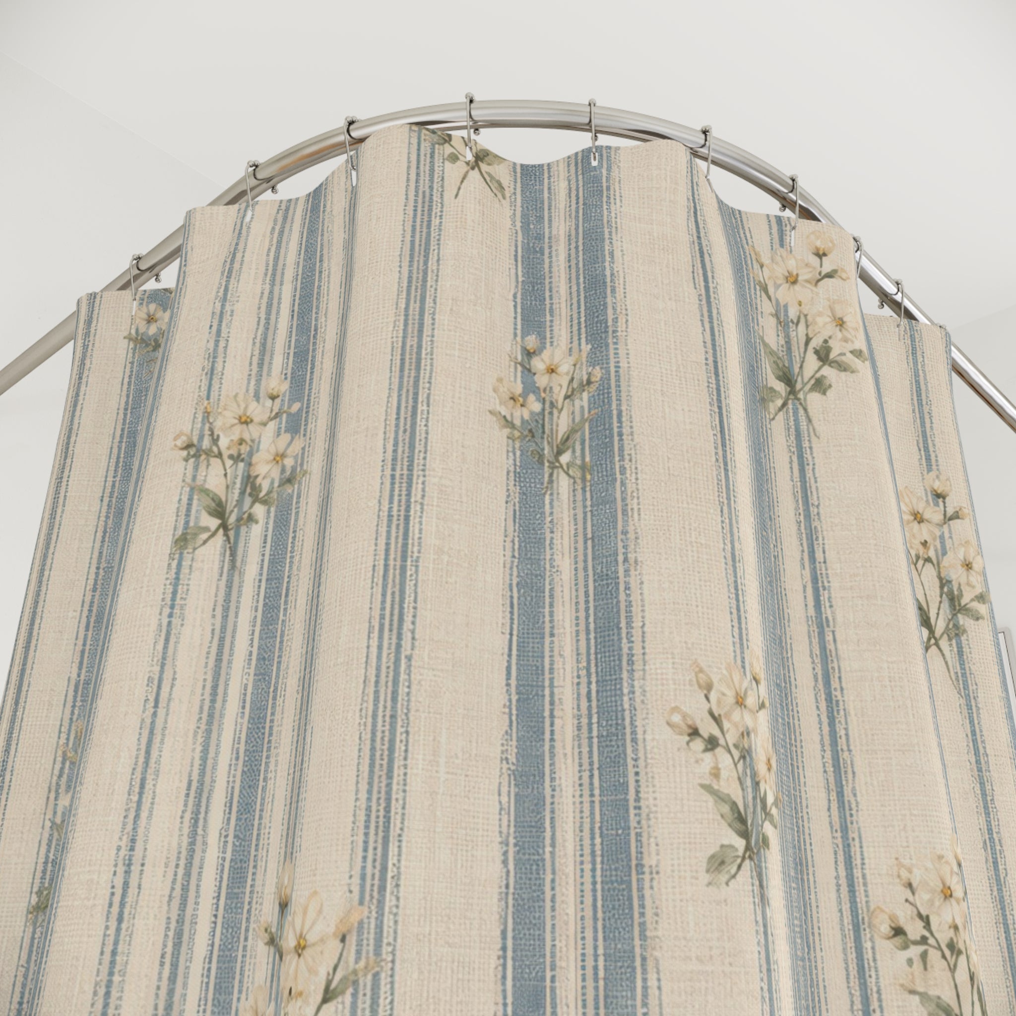 Blue Ticking Shower Curtain