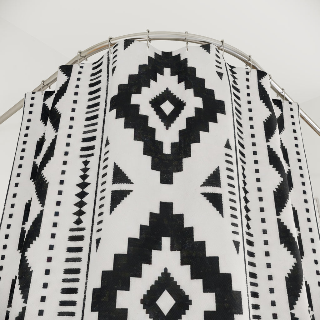 Black White Diamond Stripe Shower Curtain