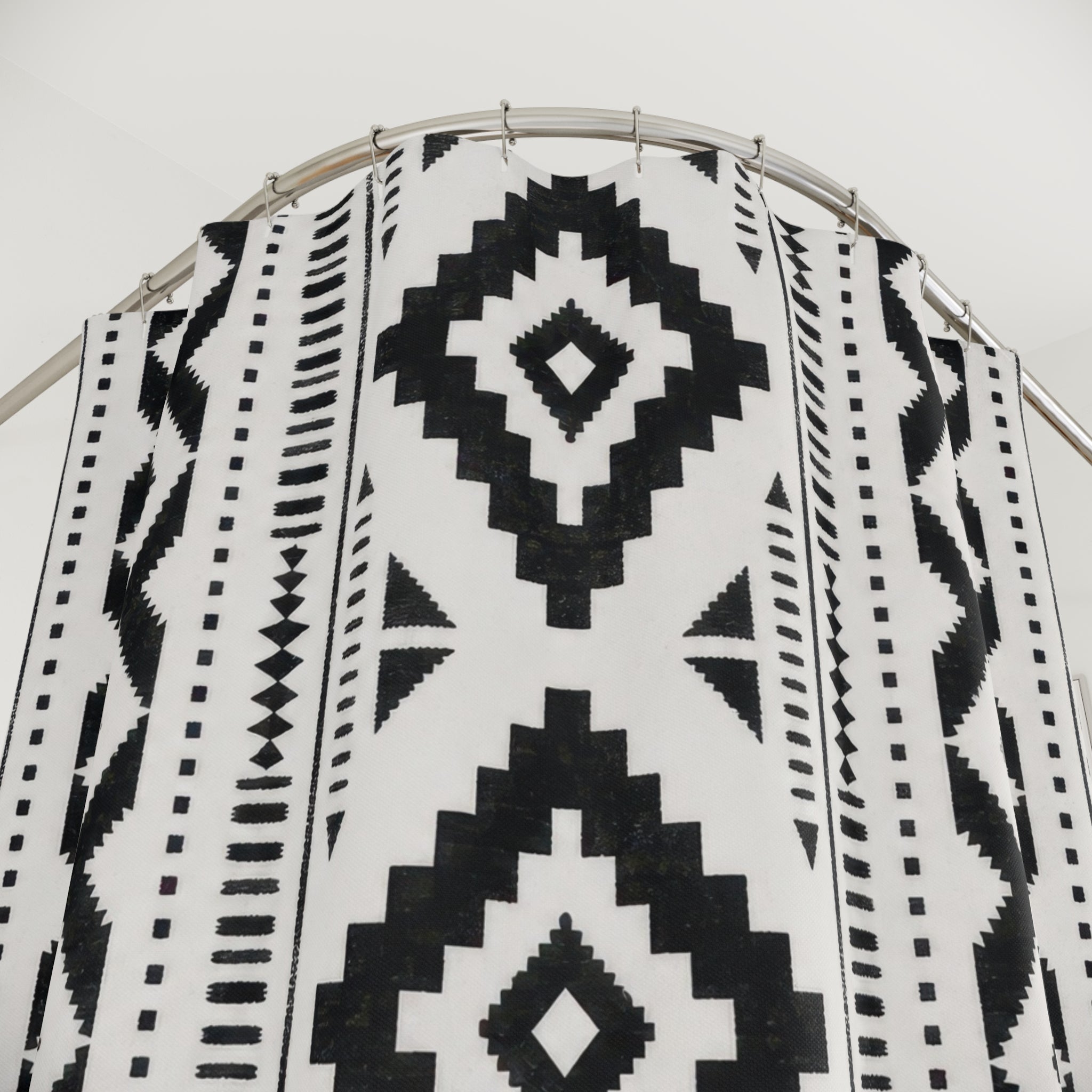 Black White Diamond Stripe Shower Curtain