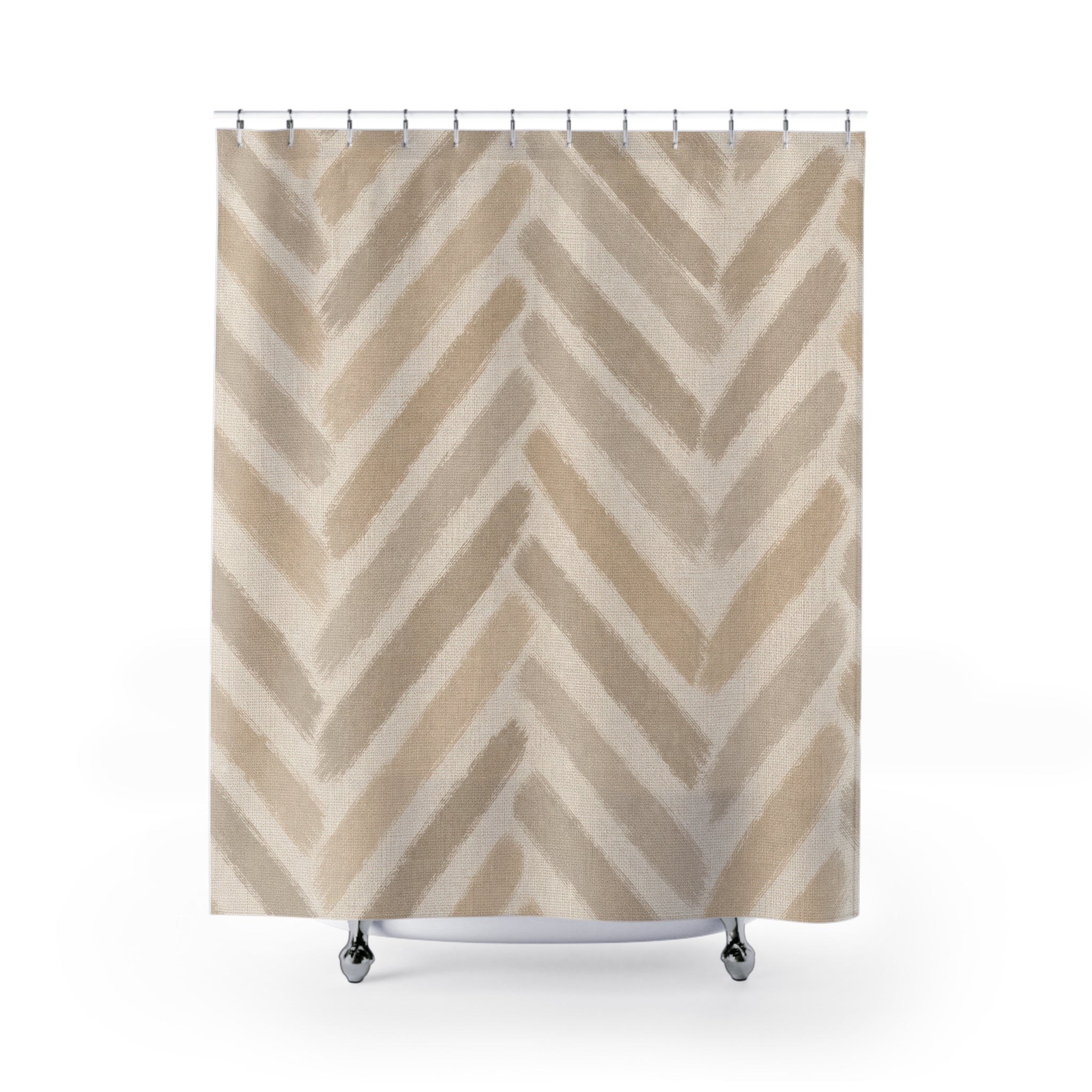 Beige Herringbone Chevron Shower Curtain