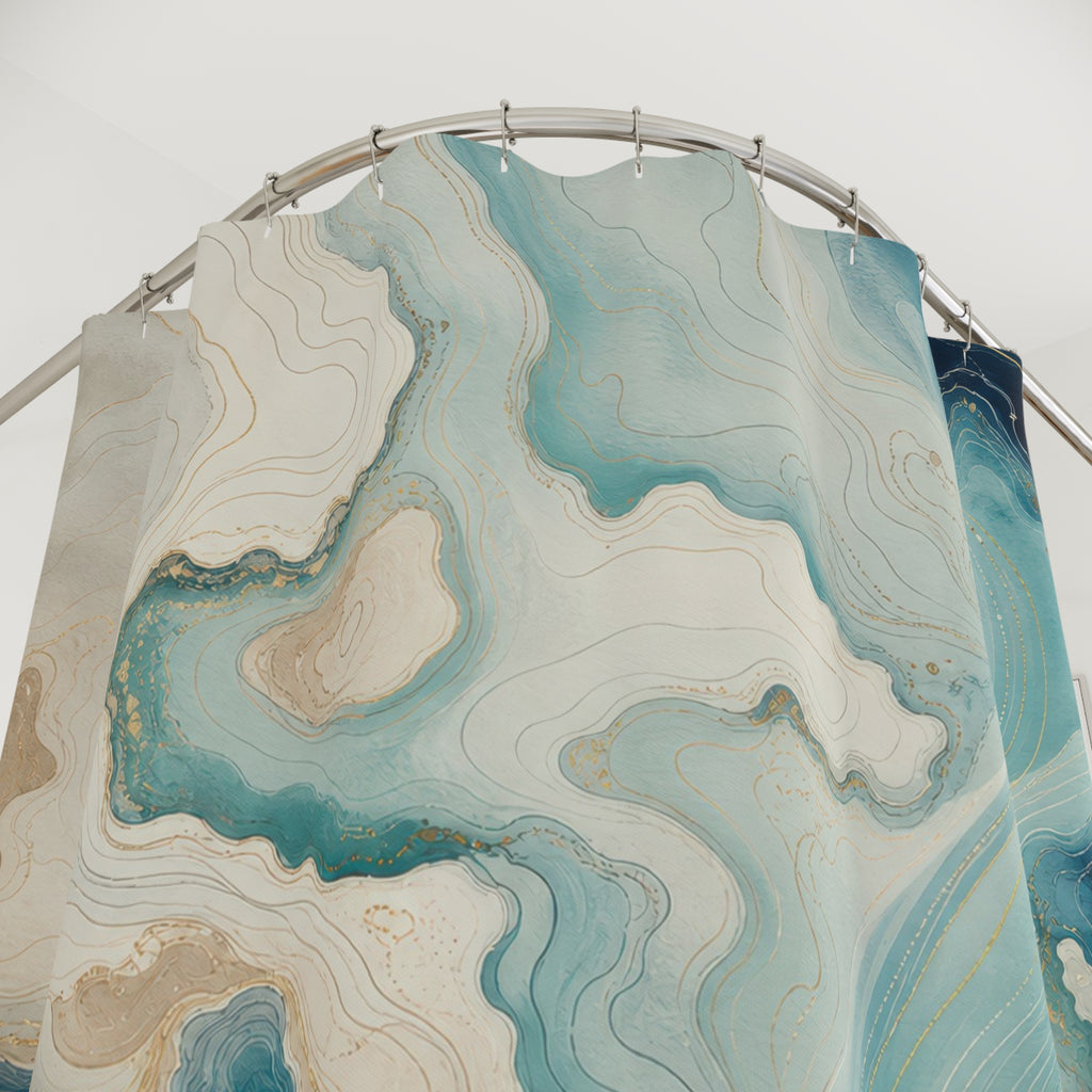 Bathymetric Currents Coastal Shower Curtain