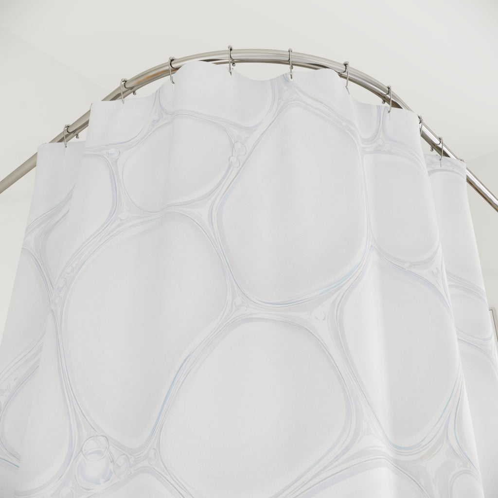 Organic Geometric White Shower Curtain