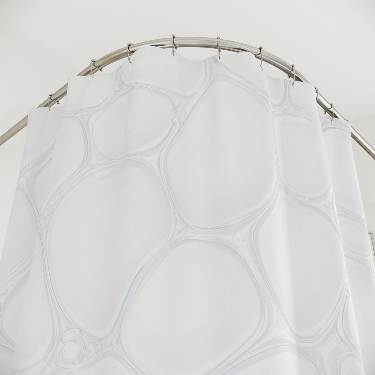 Organic Geometric White Shower Curtain