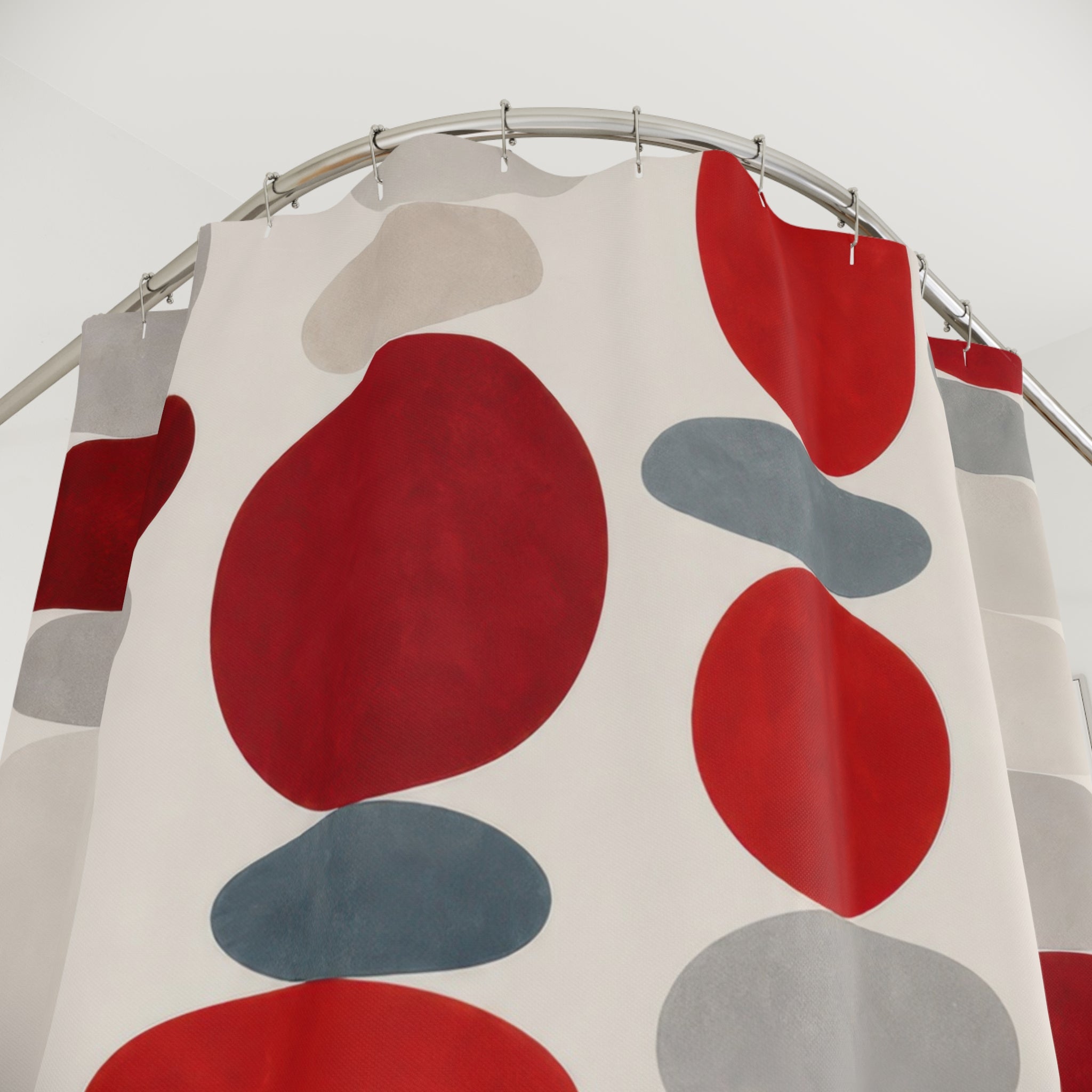 Red Gray Oval Modern Shower Curtain