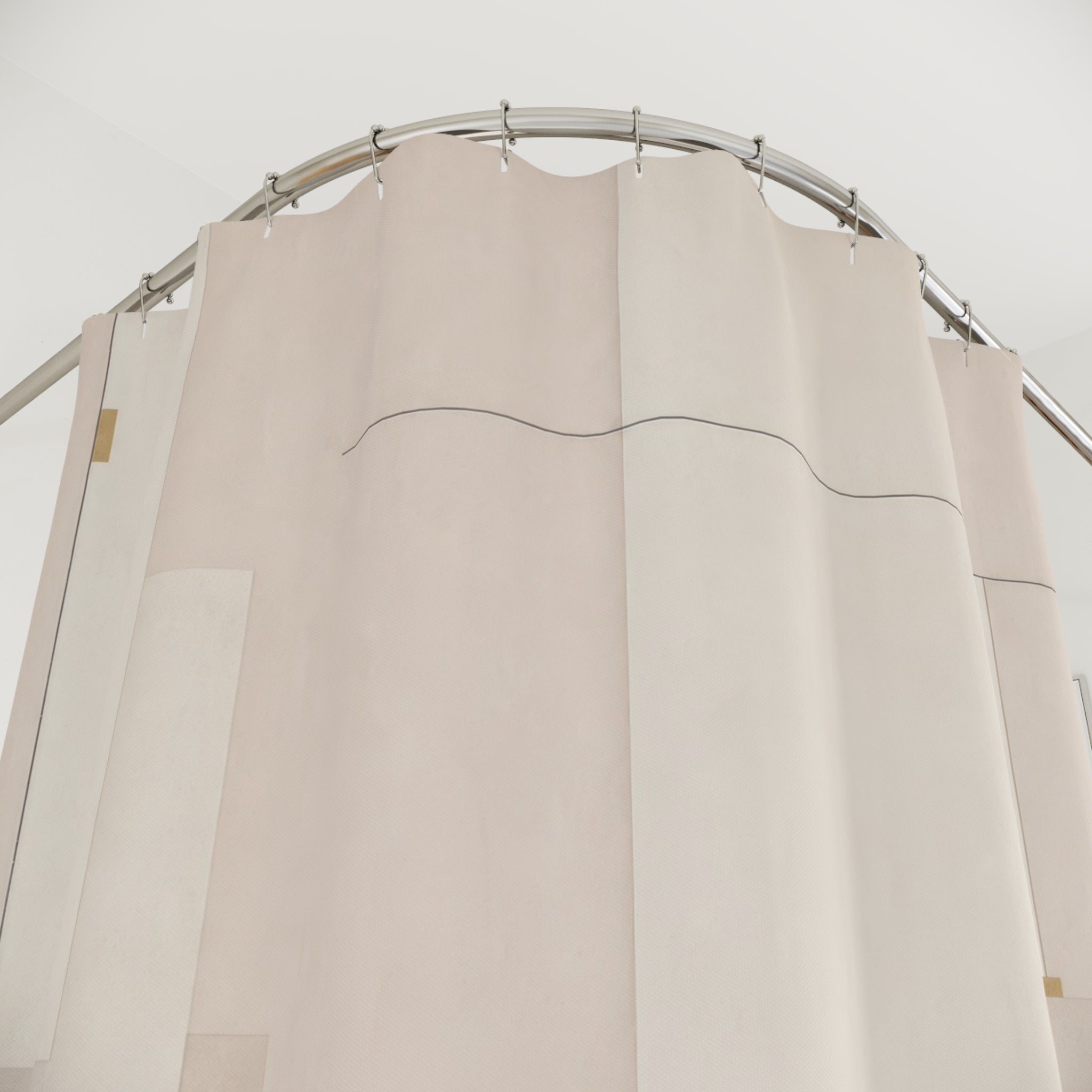 Minimal Line White Shower Curtain