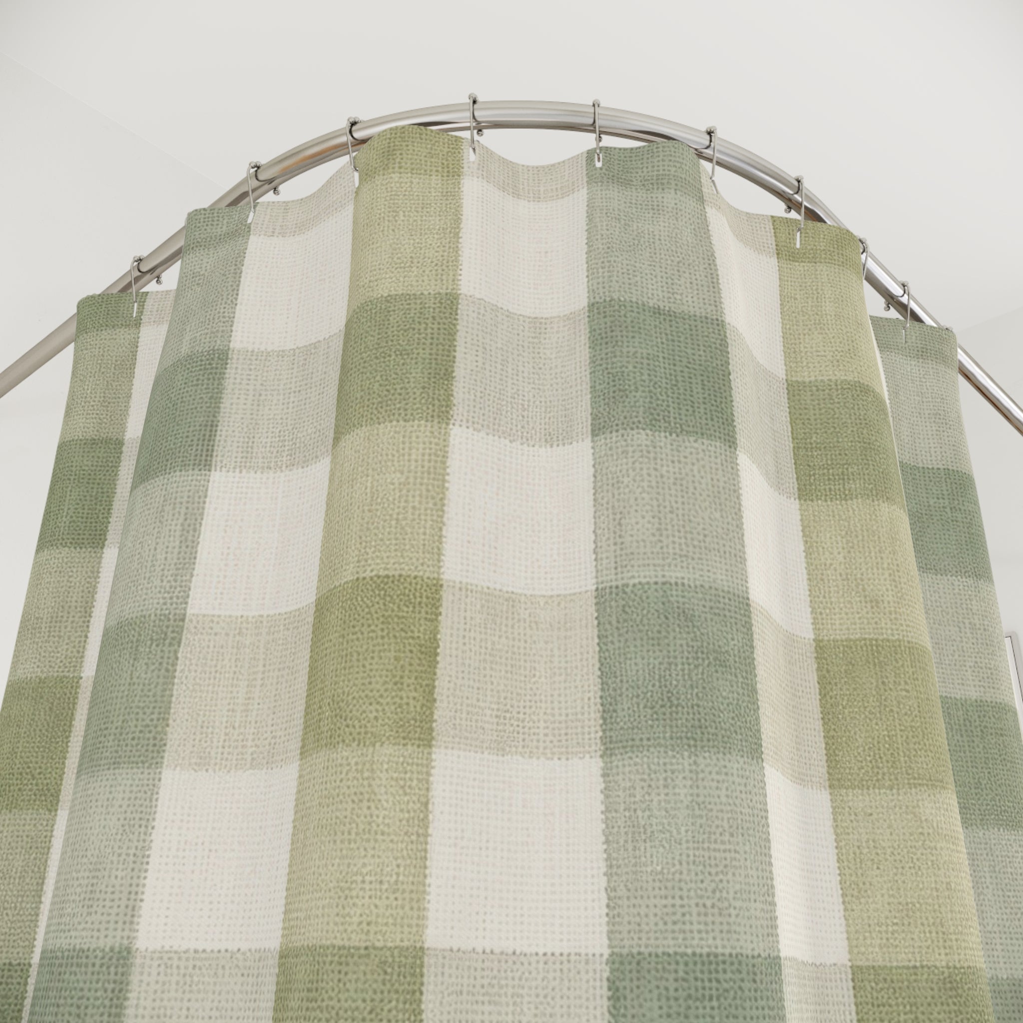 Sage Cream Check Shower Curtain