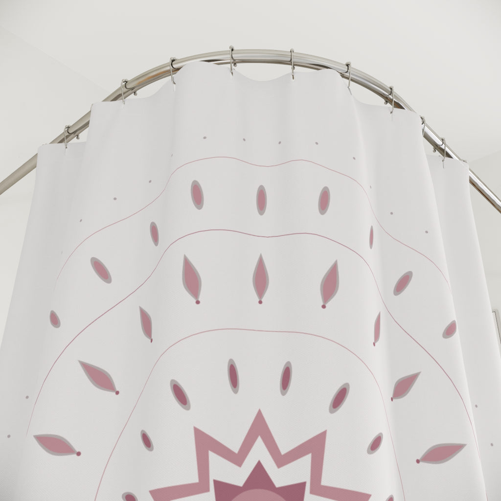 Rose Pink Mandala Shower Curtain – Blush & Grey