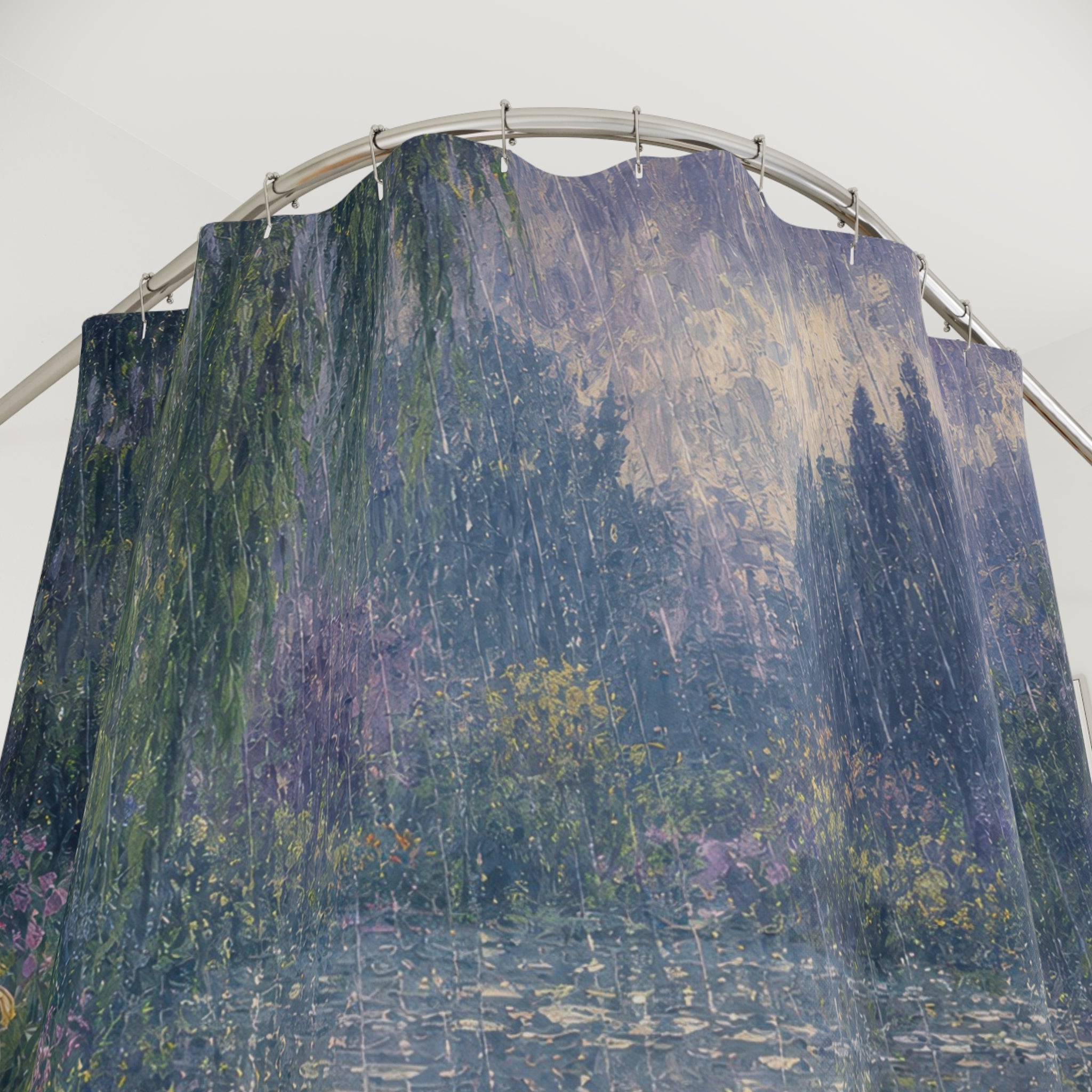 Impressionist Garden Pond Print Shower Curtain