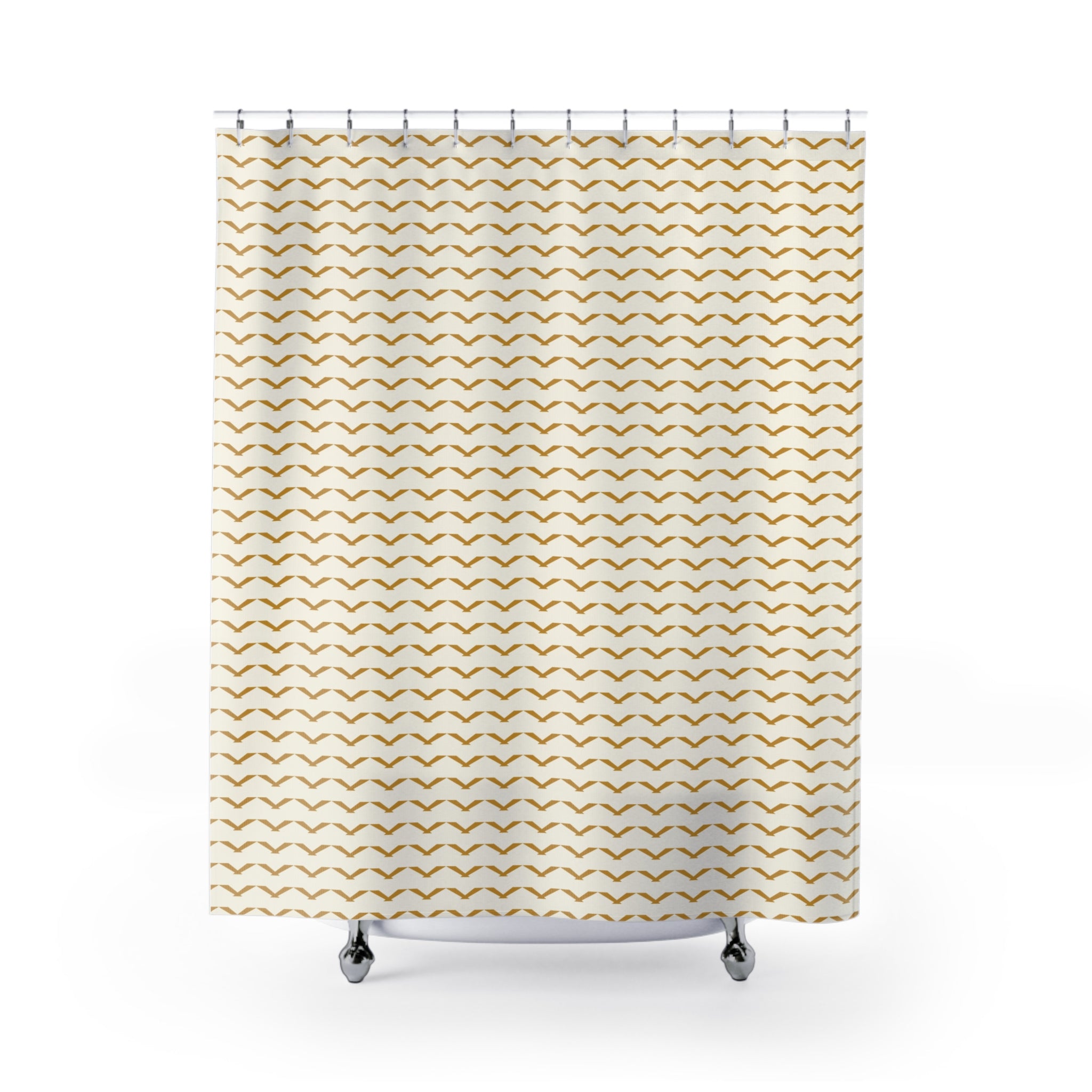 Yellow and White Chevron Shower Curtain